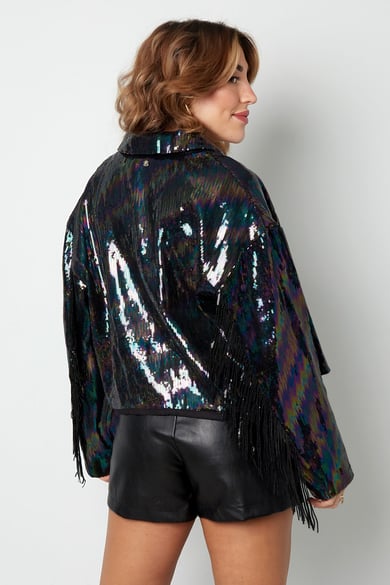 Manteau à paillettes et franges - noir multi - S h5 Image11